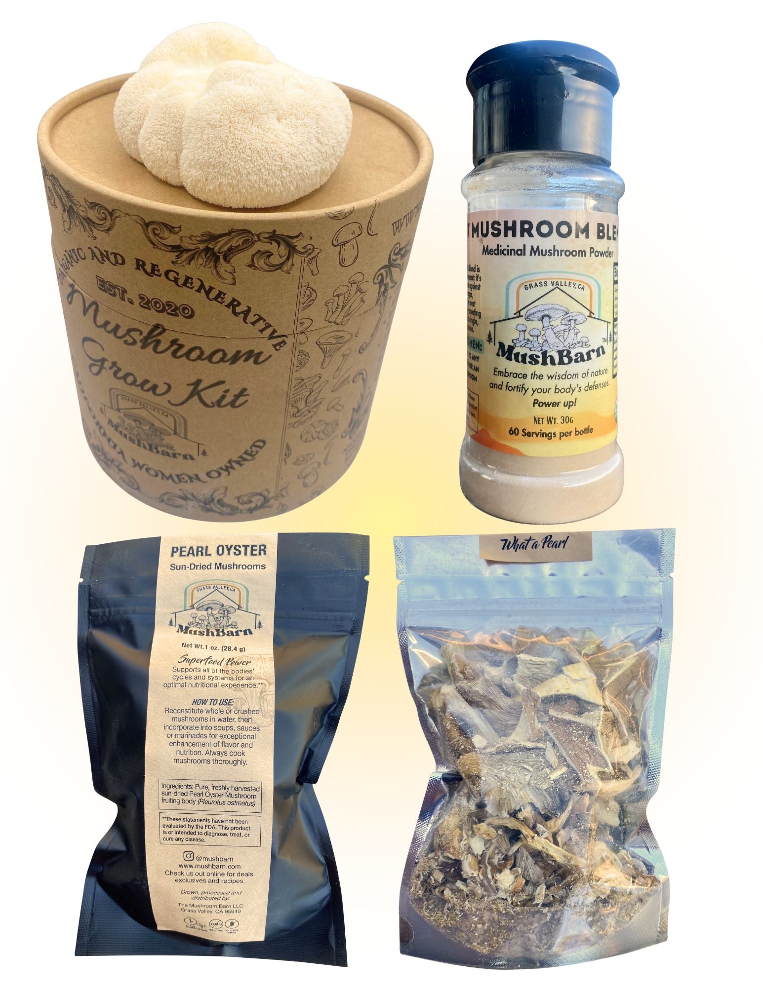 9 Mushroom Bundle – Grow Kit, Packet, and Powder